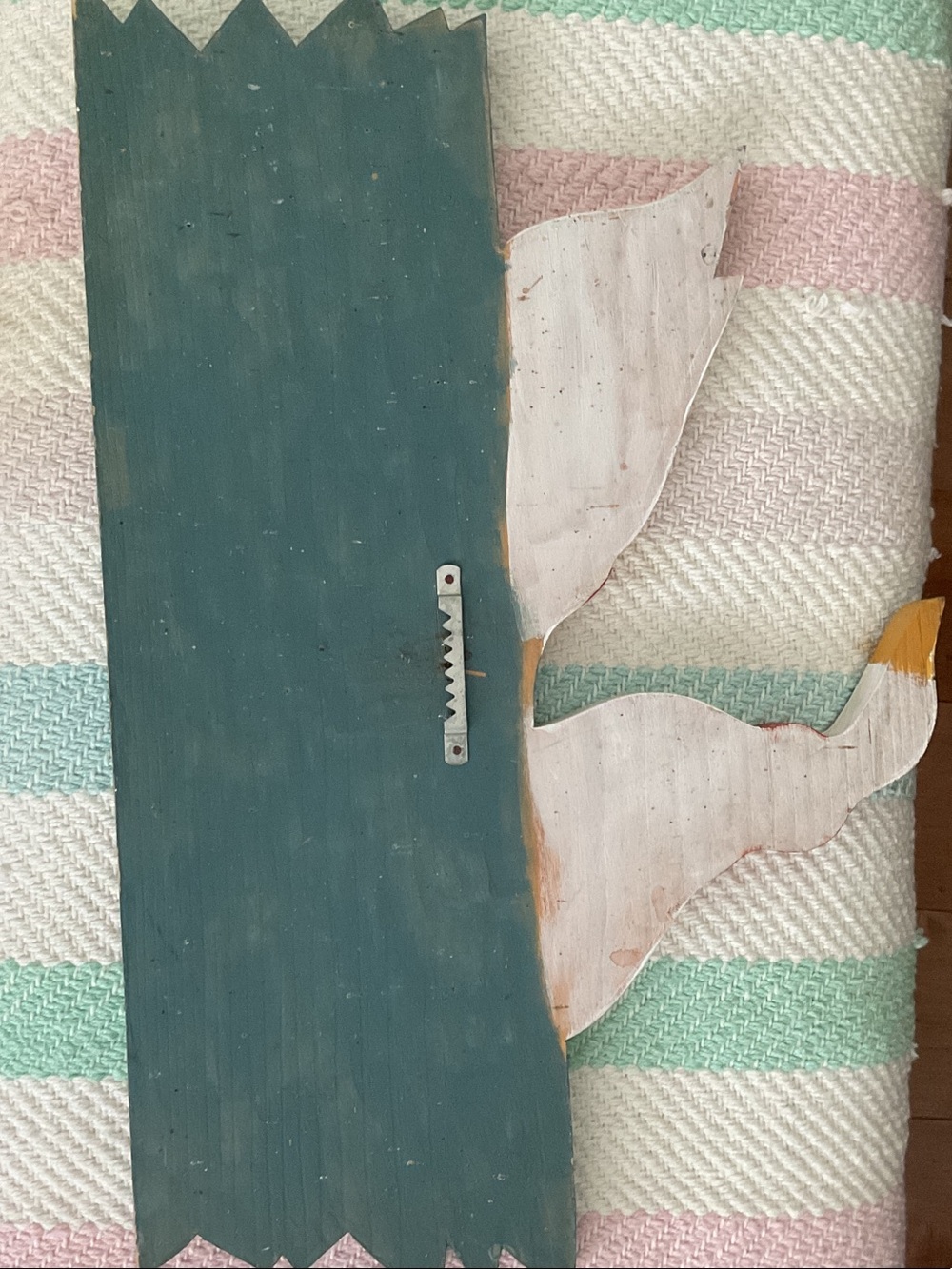 Vintage Welcome Ducks Wooden Wall Sign in Teal with White Ducks  Porch Goose. - Picture 5 of 5